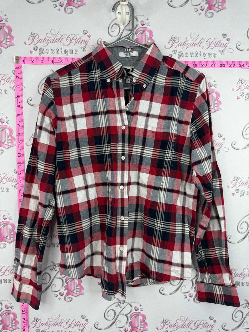 Rockies Red Black White Plaid Button-Down Shirt
